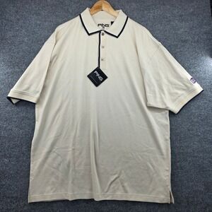 Ping Collection Mens XL Polo Shirt Desert Moon Beige Brachs Logo Cotton P380 NWT